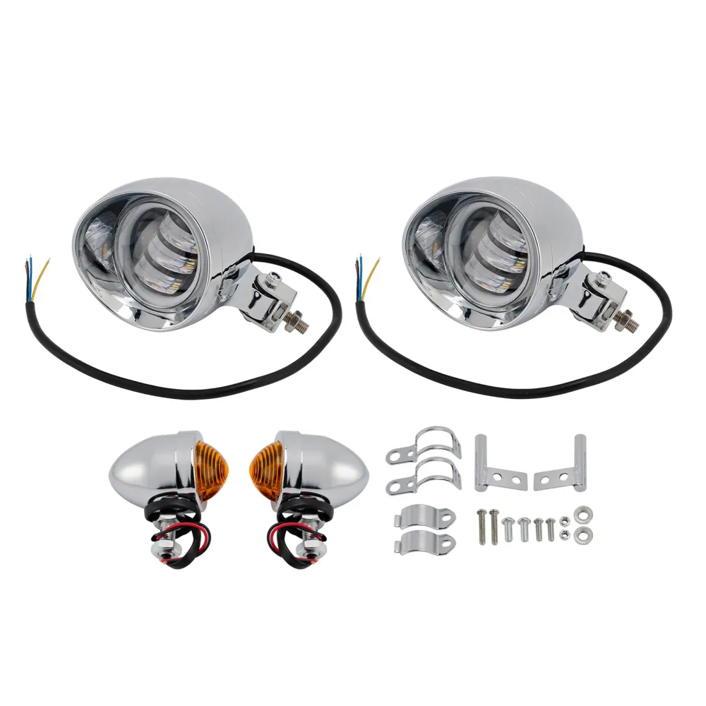 #D18 Lampo do farol Spotlight Universal Coler Switch encaixa cromo para motocicleta