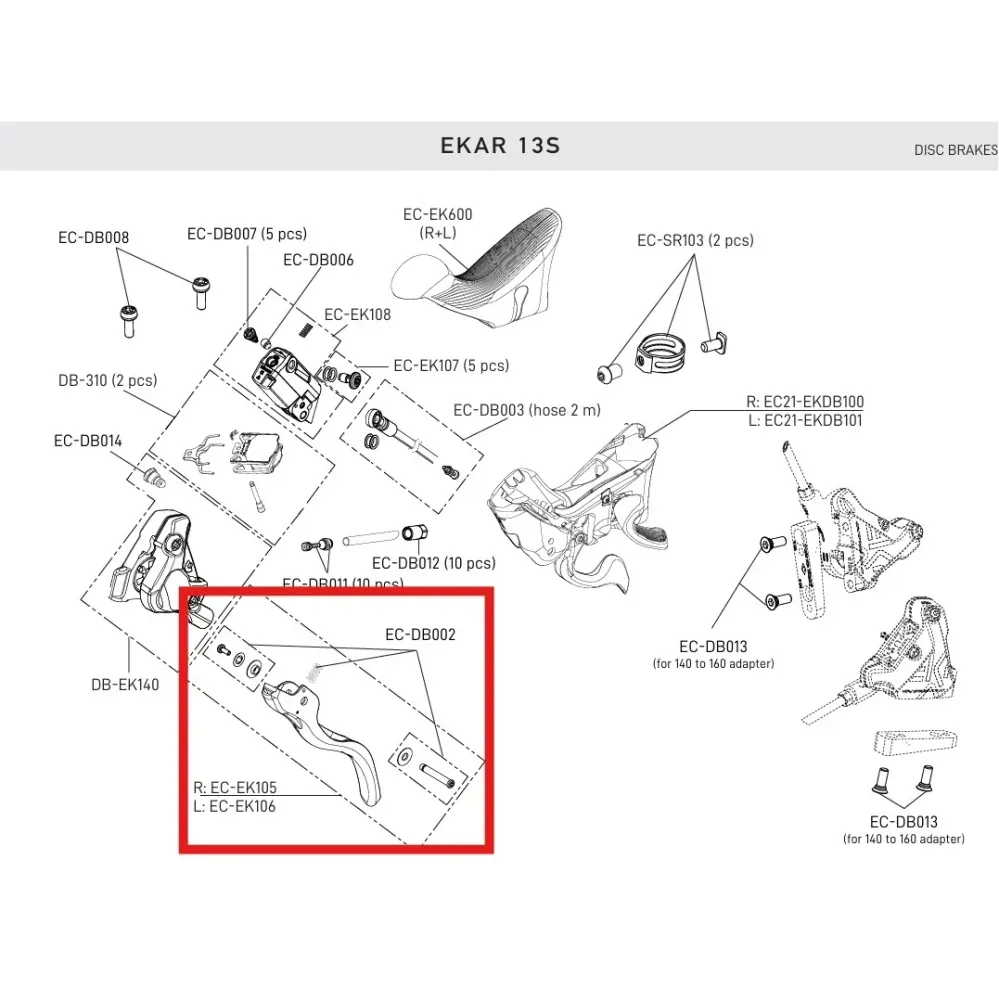 Alavanca de travão direita CAMPAGNOLO EKAR 13V DISC